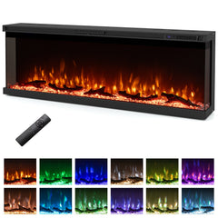 36/40/50/60 Inch Wide 3-Sided Electric Fireplace Insert with Remote Control and 12 Flame Colors