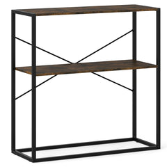 36" Console Table 2-Tier Entryway Table with Wooden Open Shelves and Metal Frame
