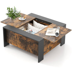 36.5 Inch Coffee Table with Sliding Top and Hidden Compartment