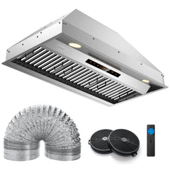 36 Inch Under Cabinet Range Hood with 4 Fan Speeds and Baffles Filters-Silver