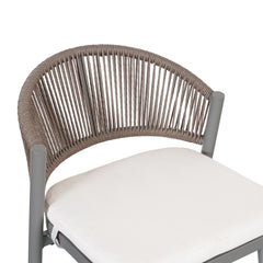 Outdoor 26' Counter Height Metal Frame Counter Stools with Scallop-shaped Backrest & Water-resistant Cushions, Set of