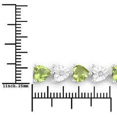 6.74 Carat Genuine Peridot and White Diamond .925 Sterling Silver Bracelet
