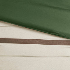 7 PC Pieced Faux Suede Comforter Set Green Cal King