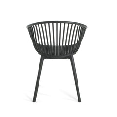 Modern Mykonos Outdoor Dining Chairs Set of 2 with Weather-Resistant Black Plastic Resin
