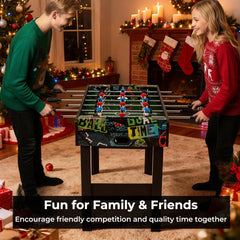 37 Inch Mini Foosball Table 2-in-1 Game Table with Detachable Legs for Tabletop-Black