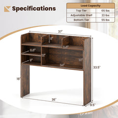 Desktop Bookshelf Countertop Storage Hutch with 6 Shelves