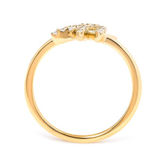 10K Yellow Gold 1/10 Cttw Diamond Leaf and Branch Ring (H-I Color, I1-I2 Clarity) - Ring Size 7