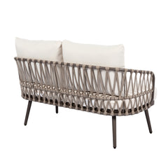 4-Piece Outdoor Patio Furniture Set with Metal Frame and Woven Rope