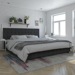 King Upholstered Bed With Storage - Black