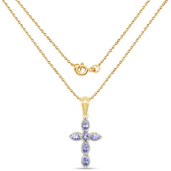 14K Yellow Gold Plated 0.84 Carat Genuine Tanzanite .925 Sterling Silver Pendant
