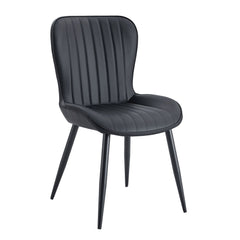 Minimalist Ergonomic Dining Chair (Set of 4) With Curved Cushions And Metal Frame - Black