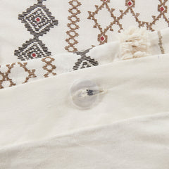 King/Cal King Cotton Printed Duvet Cover Set with Chenille