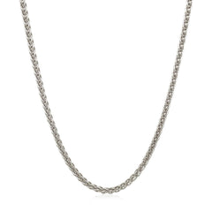 2.1mm 14k White Gold Round Wheat Chain
