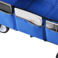 Folding Wagon Garden Shopping Beach Cart (Blue)