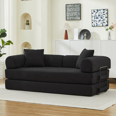 Folding Sofa Bed with Corduroy Upholstery and 2 Pillows