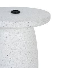 Tess MGO Outdoor Patio Side Table Umbrella Base in White Marble