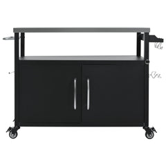 K&K 54.5' Outdoor Kitchen Island with Stainless Steel Tabletop and Storage