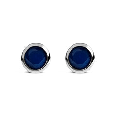 .925 Sterling Silver 6MM Bezel Set Created Purple Amethyst Solitaire Stud Earrings