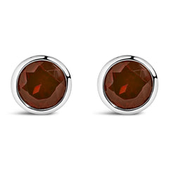 .925 Sterling Silver 6MM Bezel Set Created Purple Amethyst Solitaire Stud Earrings