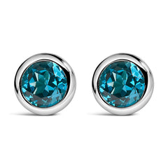 .925 Sterling Silver 6MM Bezel Set Created Purple Amethyst Solitaire Stud Earrings