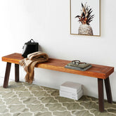 Patio Acacia Wood Dining Bench Seat with Steel Legs