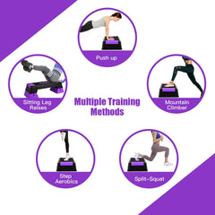 Aerobic Exercise Stepper Trainer with Adjustable Height 5"-7"-9"-Purple
