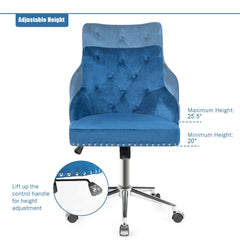 Tufted Upholstered Swivel Computer Desk Chair with Nailed Tri