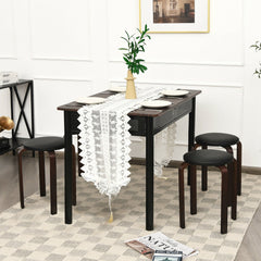 Set of 4 Bentwood Round Stool Stackable Dining Chairs with Padded Seat