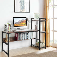 59-Inch Computer Desk Home Office Workstation 4-Tier Storage Shelves