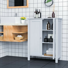 2-Door Bathroom Floor Storage Cabinet Space Saver Organizer