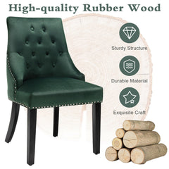 Modern Upholstered Button-Tufted Dining Chair with Naild Trim