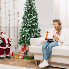 5/6/7.5 Feet Artificial Pencil Christmas Tree with Pine Cones
