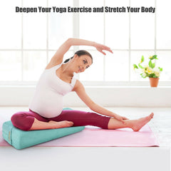 Yoga Bolster Pillow with Washable Cover and Carry Handle-Green