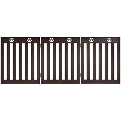 24 Inch Folding Wooden Freestanding Dog Gate with 360° Flexible Hinge for Pet