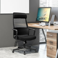 Adjustable Mesh Office Chair with Heating Support Headrest