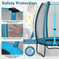 4 Feet Kids Trampoline Recreational Bounce Jumper with Enclosure Net-Blue