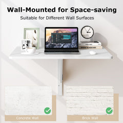 31.5 x 23.5 Inch Wall Mounted Folding Table for Small Spaces-White