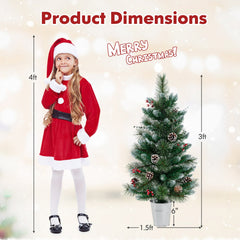 3 FT Battery-Operated Tabletop Holiday Decoration with 81 PVC and Pine Needles