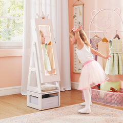 3 In 1 Kids Jewelry Cabinet with 3-Color Lighted Full Length Mirror