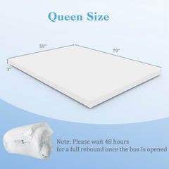 3 Inch Gel-Infused Memory Foam Mattress Topper with Removable Cover-Queen Size