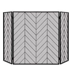 3-Panel Metal Foldable Fireplace Screen with Metal Mesh