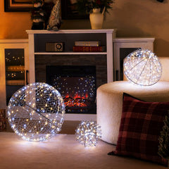 3 Pcs Lighted Christmas Balls Large Standing/Hanging Metal Sphere Lights with 435 LEDs