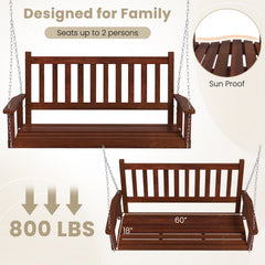 3-Person Wooden Outdoor Porch Swing with 800 lbs Weight Capacity