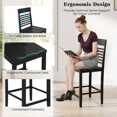 3-Piece Counter-Height Dining Table Set for 2 with Rubber Wood Frame and Footrest