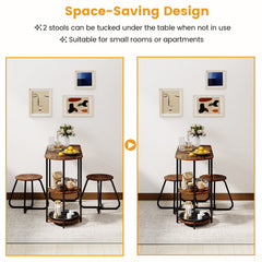 3-Piece Industrial Dining Table Set for Small Space