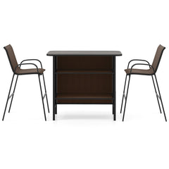 3 Piece Outdoor Bar Set with Footrest and 2-Tier Shelf
