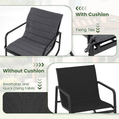 3 Piece Outdoor Rocking Bistro Set Porch Rocker Chairs with Tempered Glass Table-Gray