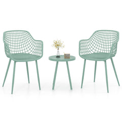 3 Piece Patio Chair Set with PP Seat and Tabletop for Porch