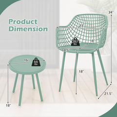 3 Piece Patio Chair Set with PP Seat and Tabletop for Porch
