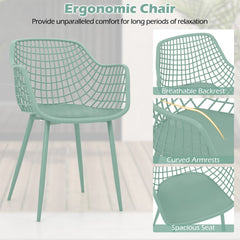 3 Piece Patio Chair Set with PP Seat and Tabletop for Porch